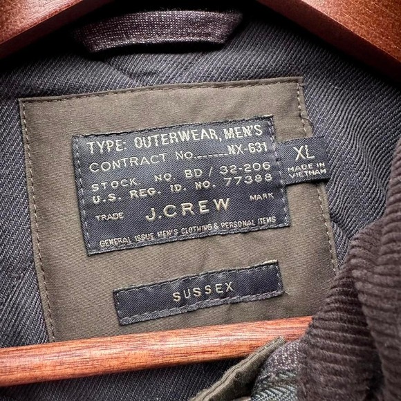 J. Crew Sussex NX-631 Quilted Jacket Olive Green Military Mens Size XL - Picture 5 of 5